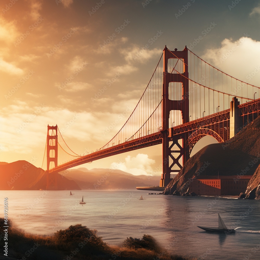 Fototapeta premium Very nice golden gate image Generative AI