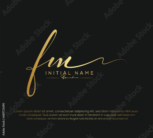 fm initial letter handwriting and signature logo