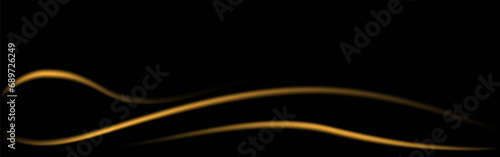 Black blurred background with golden stripes, starry night sky. Cover splash template, texture of fantastic plot of space atmosphere.