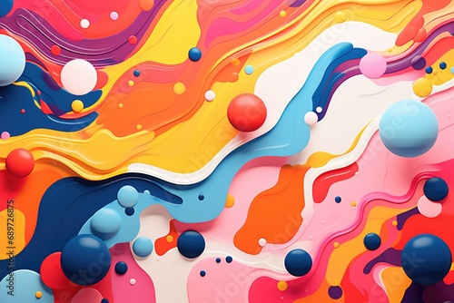 Vibrant Abstract Art with Fluid Shapes and Bold Colors in a Dynamic Composition