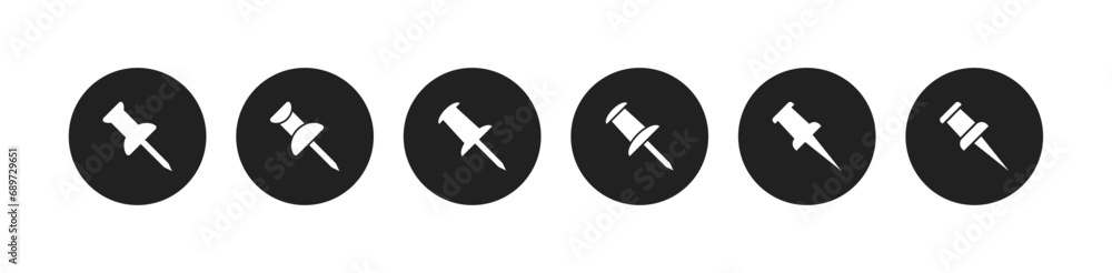 Push pin icon setin flat style on white background. Vector EPS 10 Push pin icon setin flat style on white background. Vector EPS 10