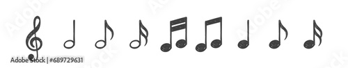 Music notes icon set in doodle style. Vector EPS 10