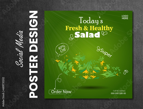 Vector healthy food poster design template for instragram or facebook post