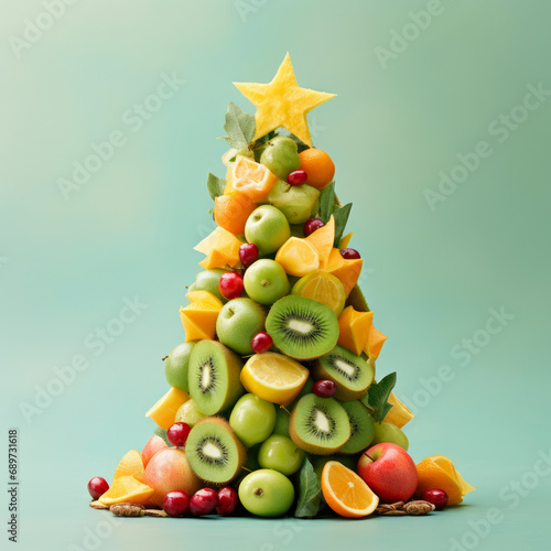 Vibrant Holiday Cheer  Fruit-Adorned Christmas Tree