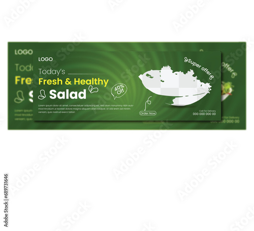 healthy Green Salad food  poster design template