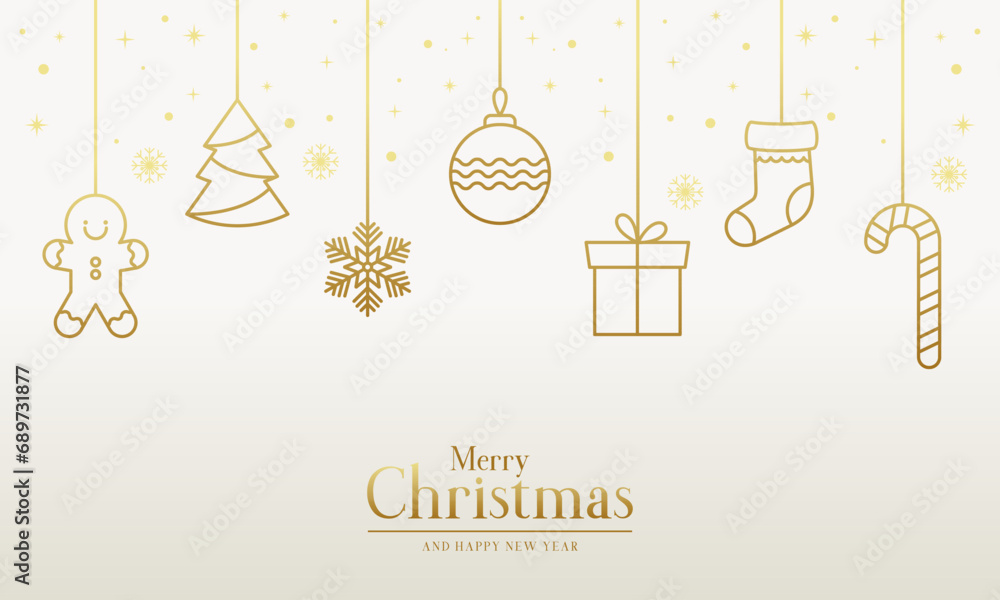 Naklejka premium Elegant Christmas Decoration Banner Background with Christmas Decoration Elements