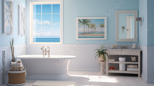 Seaside Serenity: Beach-Themed Bathroom Escape