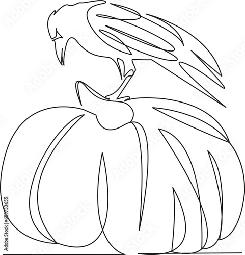 raven sitting on a pumpkin