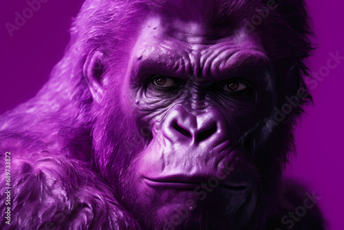 Regal Simian Charm: Humanized Purple Gorilla © Andrii 