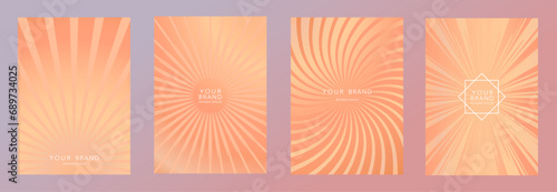 Luxury cover design set. Premium background with peach gold line pattern. Elegant vector template for premium menu, invitation, flyer, A4 layout, gift card, business catalog.