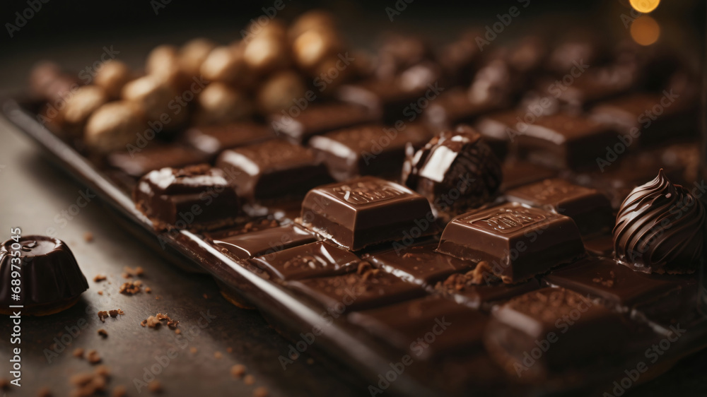 Close up on delicious chocolate bar Ai generative Close up on delicious chocolate bar Ai generative