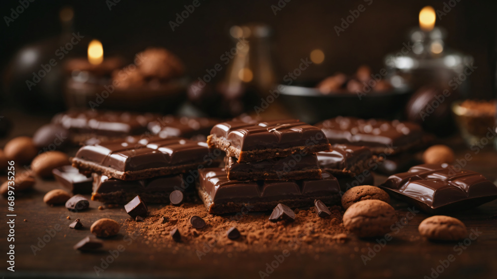 Close up on delicious chocolate bar Ai generative Close up on delicious chocolate bar Ai generative