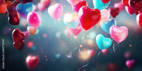 Colorful and joyful images with balloons or confetti adding a festive touch Valentine s Day