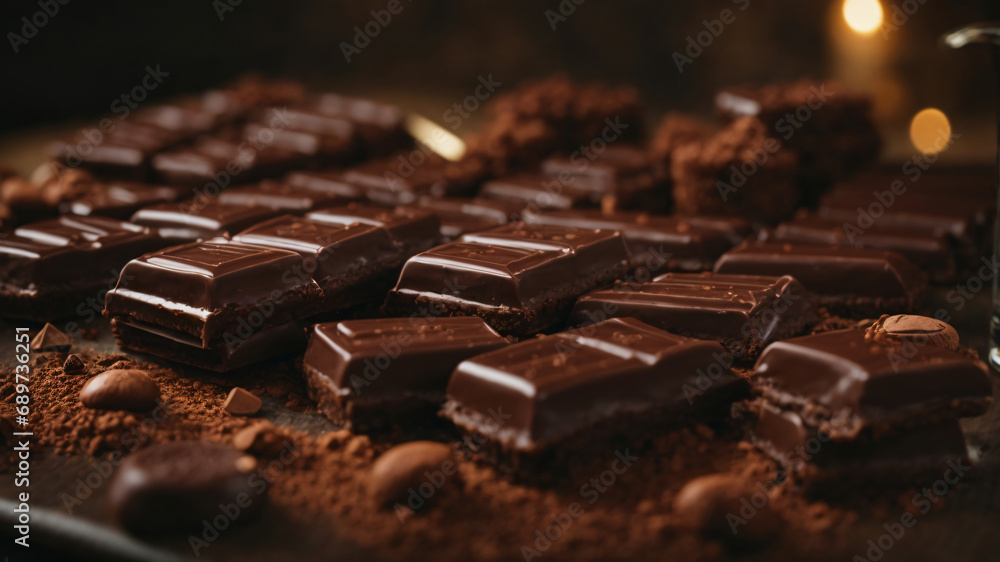 Close up on delicious chocolate bar Ai generative Close up on delicious chocolate bar Ai generative