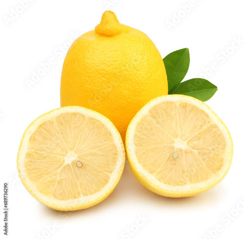 Lemon and slices isolated on a white background