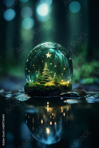 Wallpaper Mural a glass toy with tiny Christmas trees inside as decoration for New Year holidays, forest, winter season Torontodigital.ca
