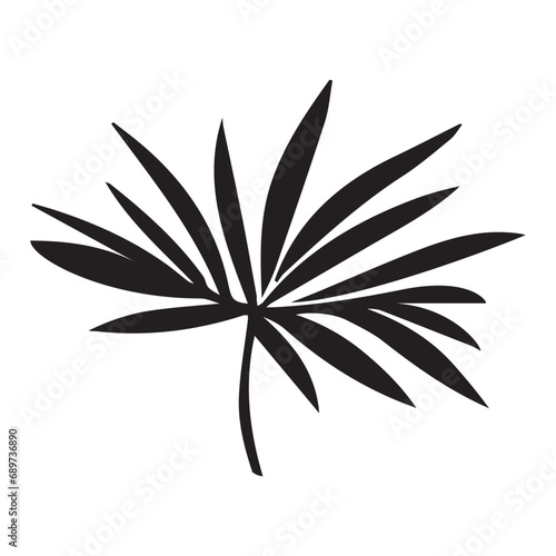 Tropical ficus plant leav icon illustration, black on white background