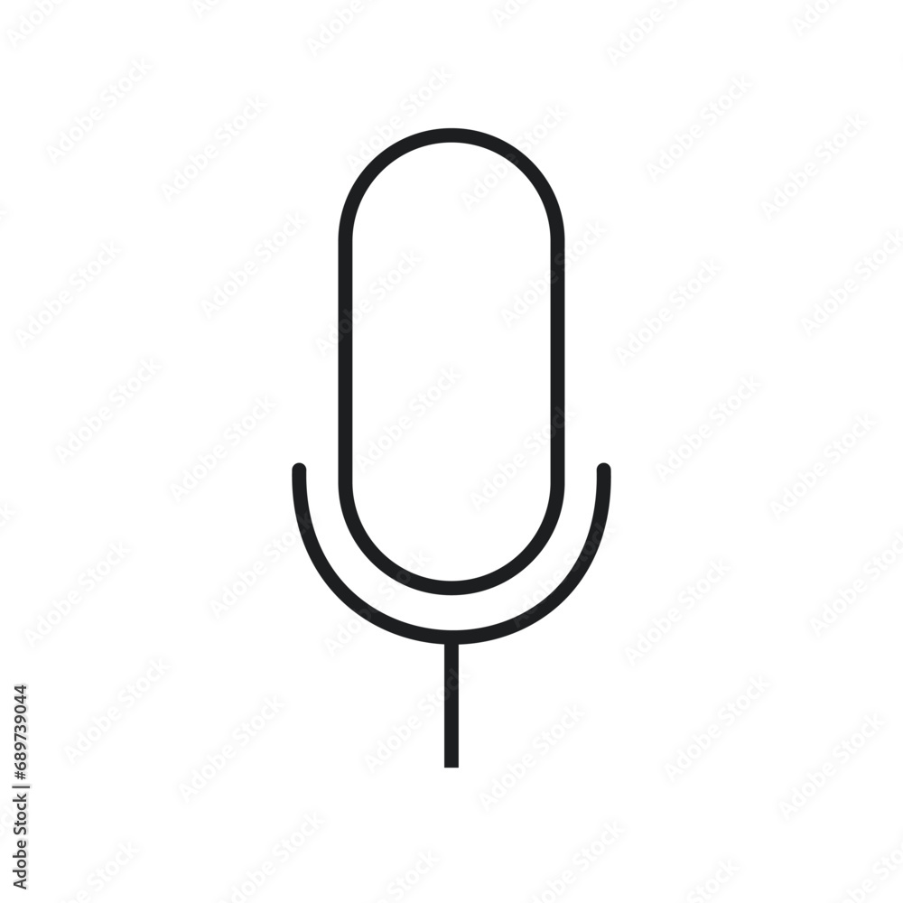 Microphone outline icon. Audio voice recording symbol. Template design for video conference and chat, webinar, app, ui, ux. Vector illustration Microphone outline icon. Audio voice recording symbol. Template design for video conference and chat, webinar, app, ui, ux. Vector illustration