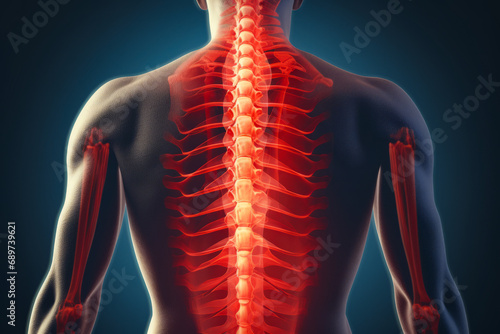 Wallpaper Mural Man with back pain highlighted in red and black. Torontodigital.ca