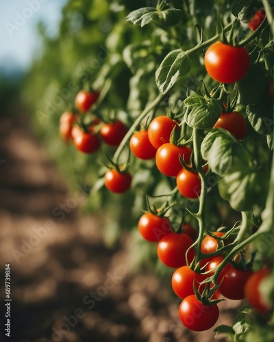 cherry tomato field, bright background