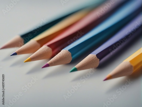 close up view of colorful wooden pencils side by side