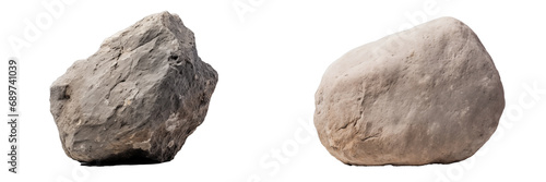 a rough and natural texture rocks of different sizes and shapes isolate on a white background