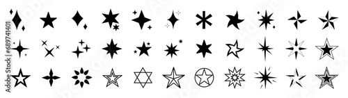 Star icon set modern black simple star collection on white background vector illustration