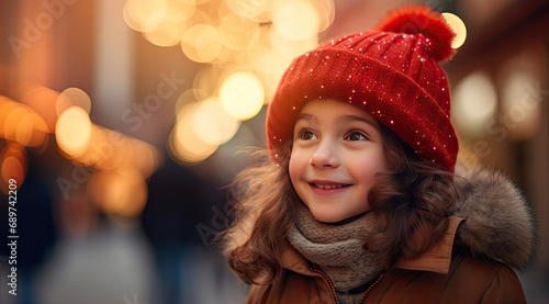 a cute christmas girl in the santa hat