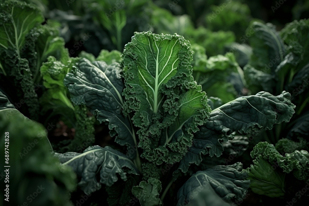 Naklejka premium Organic kale growing in the garden
