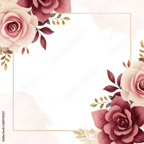 Red and beige rose and peony modern background invitation template with floral and flower