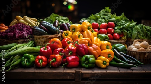 Colorful display of fresh produce at the local market