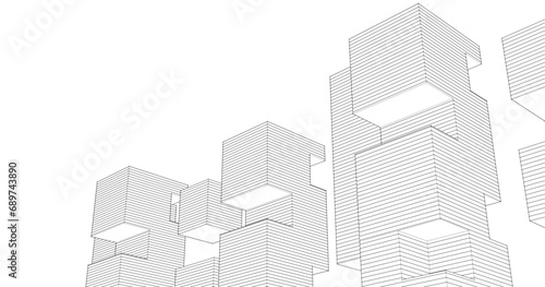 abstract modular architecture 3d illustration