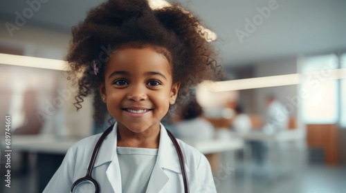 African American child dressed as a doctor