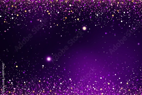 Regal Radiance: Opulent Purple Glitter Wallpaper with Snowy Sparkle, Shiny Dust, and Dots Bokeh Frame Border