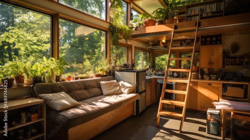 Fototapeta premium A small house Creative interior design in a compact and sustainable home