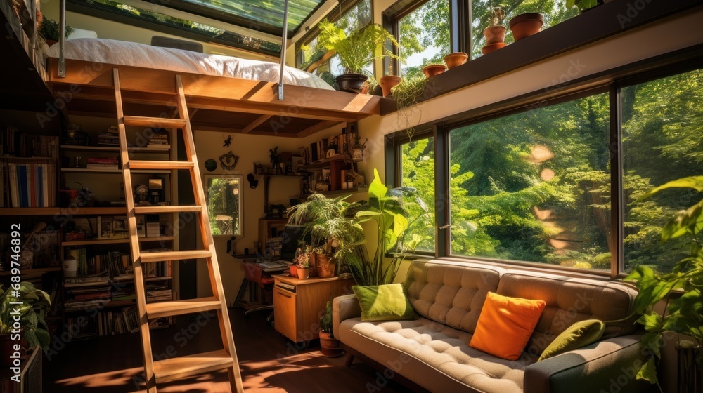 Fototapeta premium A small house Creative interior design in a compact and sustainable home