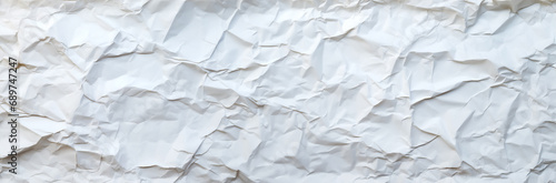 Horizontal image of crumpled white paper. Can be used in As a stylish background for websites, suitable for restaurant menu designs, creating a neutral backdrop that highlights the presentation of f