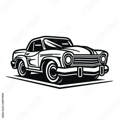 Vector vintage low rider auto  retro old car illustration icon