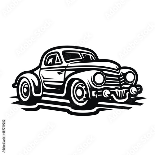 Vector vintage low rider auto  retro old car illustration icon