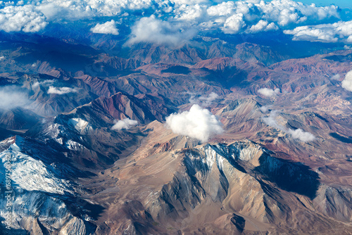 Aerial view of the Andes mountain range in the border between Chile and Argentin photo