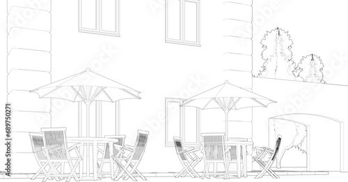 3D illustration of coffee shop