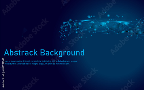 Abstract blue light background with gradient, hand connecting line dot futuristic technology concept