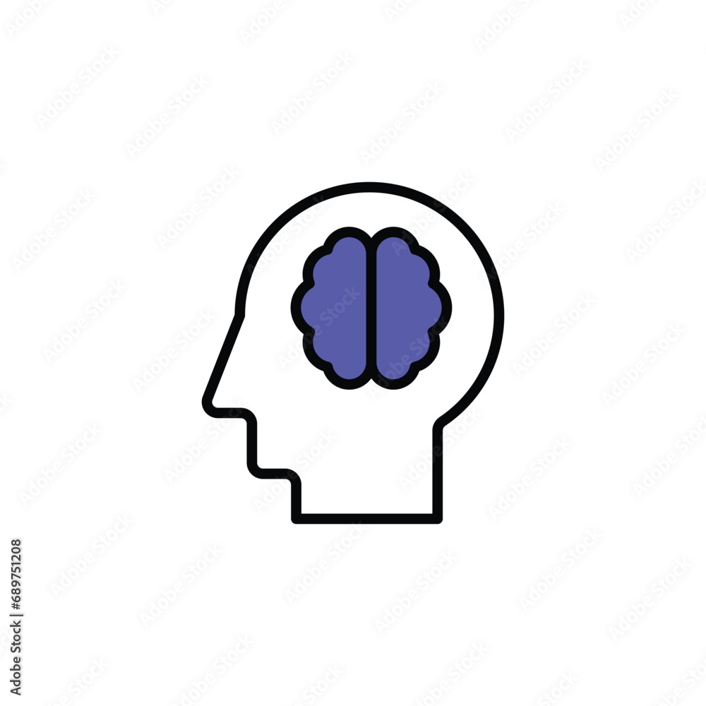 Human Brain icon design with white background stock illustration Human Brain icon design with white background stock illustration
