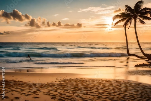 coconut trees at the bank of the lake and river growing together in the beautiful sun set abstract background 