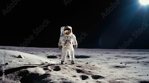 Astronaut walking on the moon surface