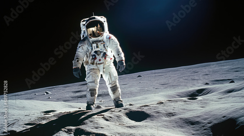 Astronaut walking on the moon surface