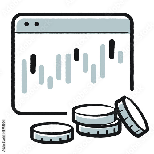 Stock exchange window and coins