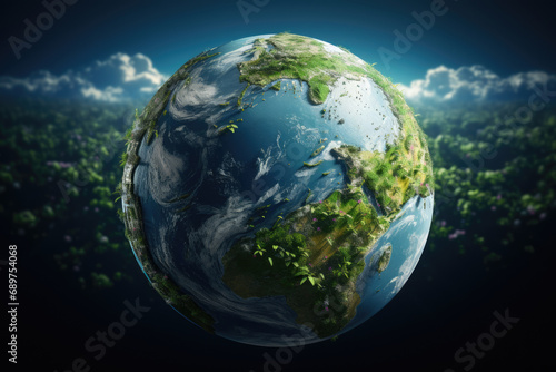 Green planet Earth  concept of ecology and renewable energy