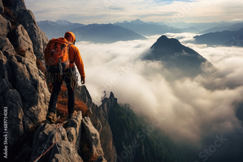 Mountain climber reaches the top