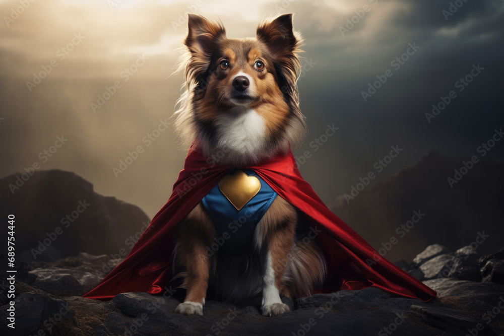 Dog super hero in costume